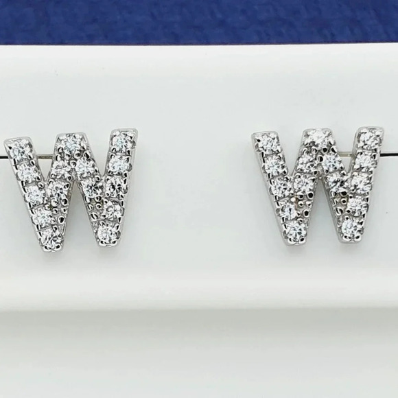 "#925 Sterling Silver CZ Stud Earrings for Women/Girl, US925P1082 - Picture 1 of 10